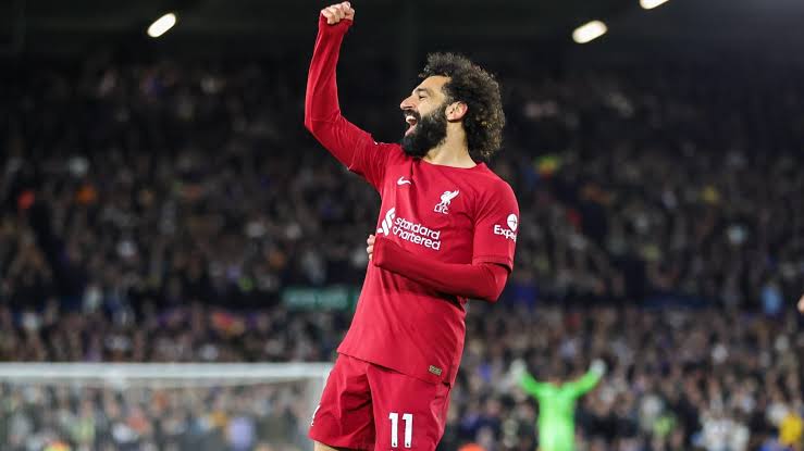 فرحة محمد صلاح بتسجيل هدف ليفربول الرابع أمام ليدز