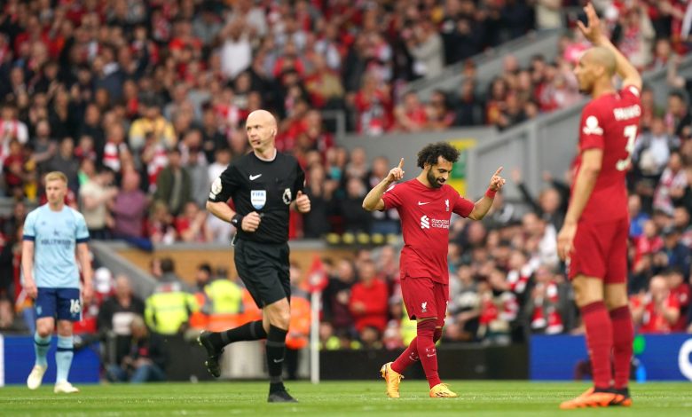 محمد صلاح بعد تسجيل هدف ليفربول أمام برينتفورد